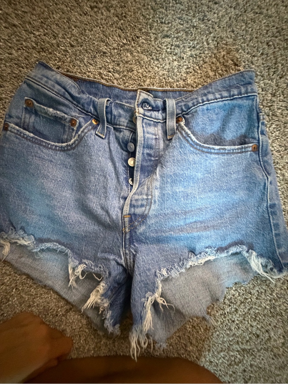 Levi’s High-Rise Blue Denim Cutoff Shorts